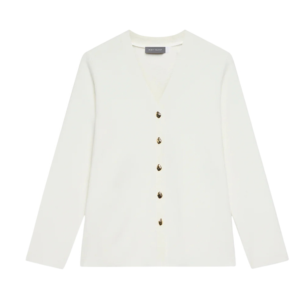 Mint Velvet Cream V Neck Longline Cardigan